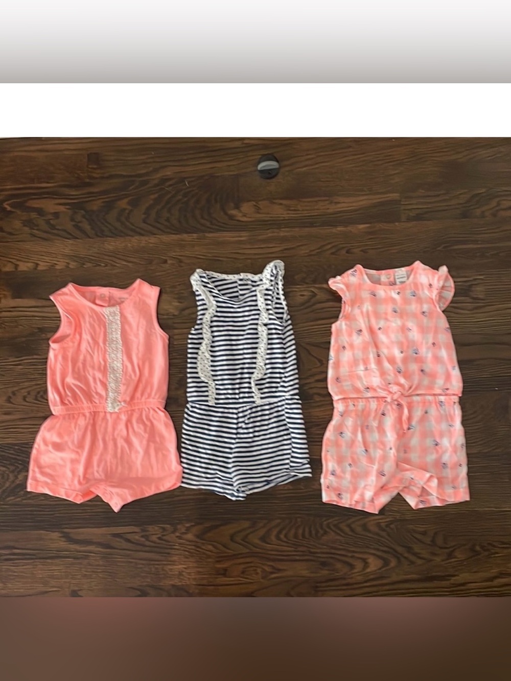 Three Carter’s Baby Girl Rompers, Size 18 months